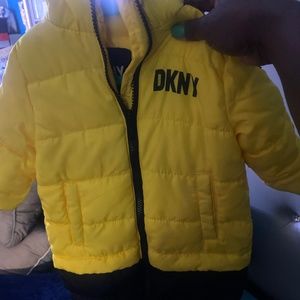 Never worn DKNY yellow and black 6-9 month snowsuit
